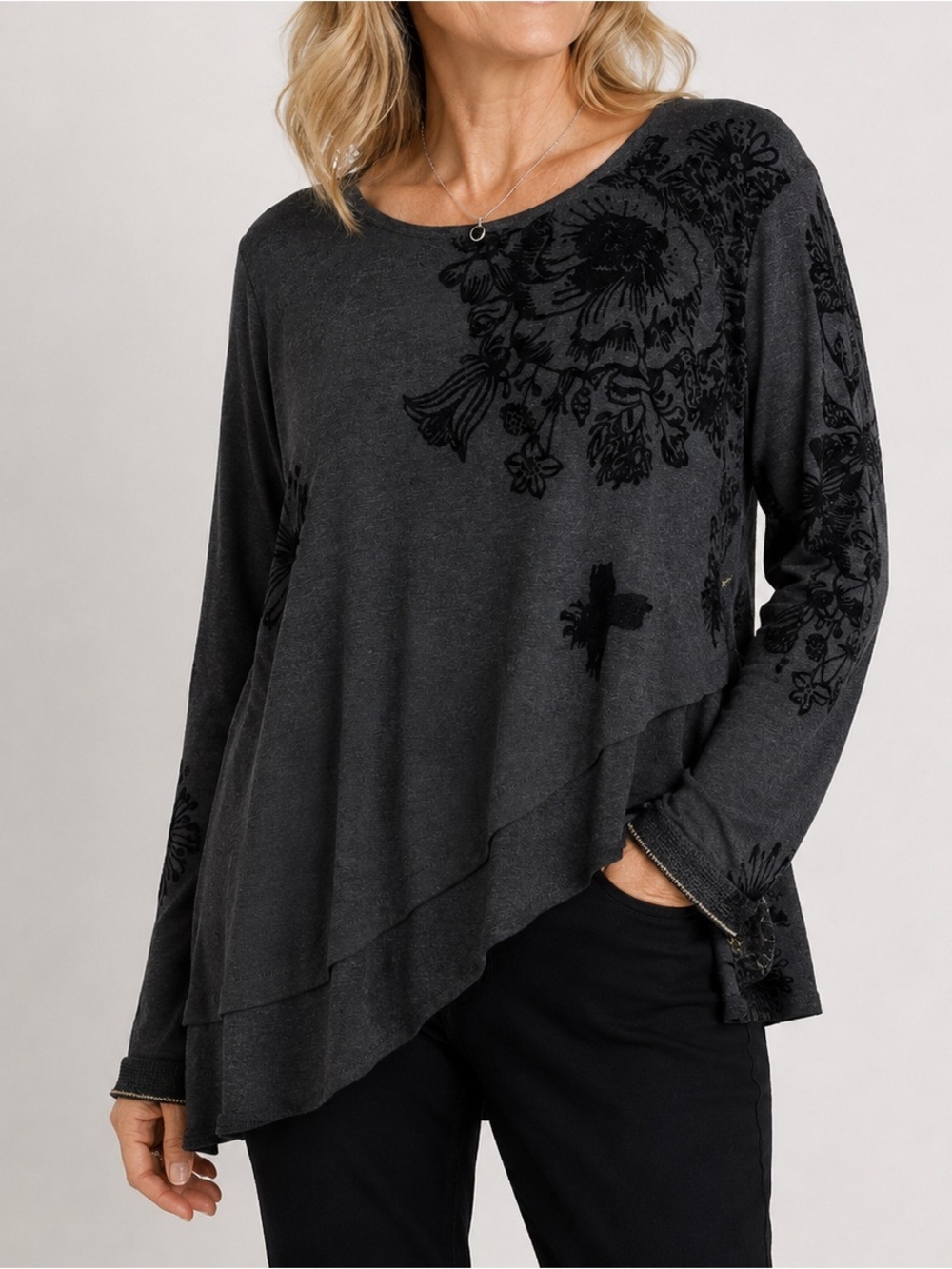 Desigual Women’s Shirt Gothic Blouse Tunic Long Sleeve TOP Size Large Burnout